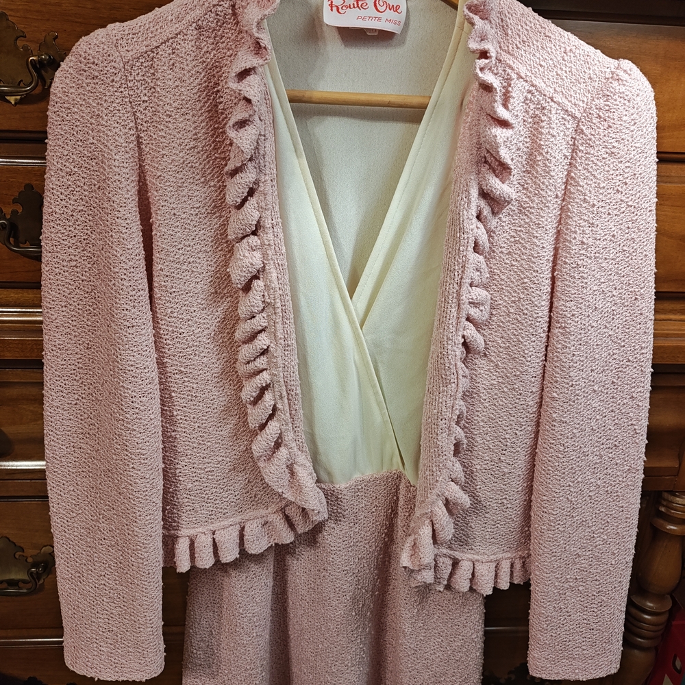 Route One Vintage Pink and White Textured Dress